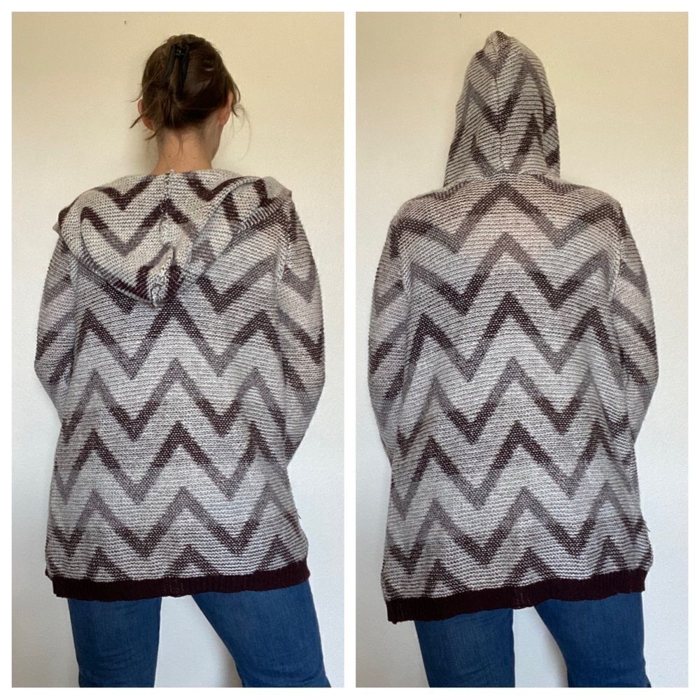 Absolutely Famous Hooded Cardigan Sweater Purple Hoodie Large Athleisure - Picture 4 of 8